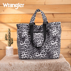 WG433-8317BK  Wrangler Leopard Print Large Tote/Crossbody -Black