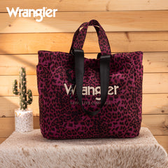 WG433-8317PP   Wrangler Leopard Print Large Tote/Crossbody -Purple