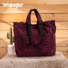 WG433-8317PP   Wrangler Leopard Print Large Tote/Crossbody -Purple