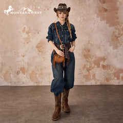 MW1366-8360BR   Montana West Embossed Fringe Mini Crossbody -Brown