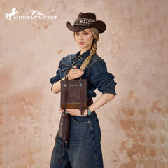 MW1368-8360CF Montana West Hair-On Cowhide Fringe Tote/Crossbody - Coffee