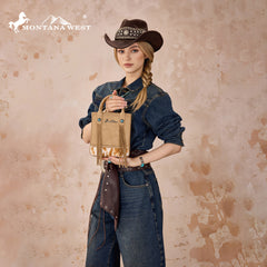 MW1368-8360TN Montana West Hair-On Cowhide Fringe Tote/Crossbody -Tan