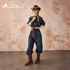 MW1340-8360  Montana West Turquoise Concho Saddle Crossbody - Black