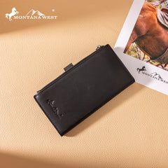 MWL-4210 Montana West Genuine Leather Floral Tooled  Bi-Fold Wallet