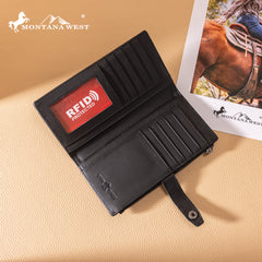 MWL-4210 Montana West Genuine Leather Floral Tooled  Bi-Fold Wallet