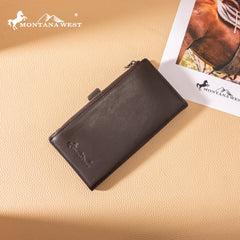 MWL-4210 Montana West Genuine Leather Floral Tooled  Bi-Fold Wallet