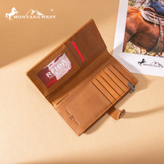 MWL-4209  Montana West Genuine Leather Tooled  Bi-Fold Wallet