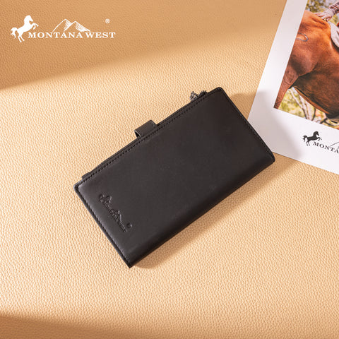 MWL-4209  Montana West Genuine Leather Tooled  Bi-Fold Wallet