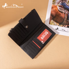 MWL-4209  Montana West Genuine Leather Tooled  Bi-Fold Wallet