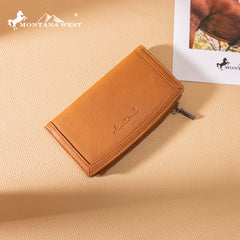 MWL-4204  Montana West Genuine Leather Tooled  Bi-Fold Wallet