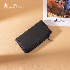 MWL-4204  Montana West Genuine Leather Tooled  Bi-Fold Wallet