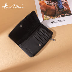 MWL-4204  Montana West Genuine Leather Tooled  Bi-Fold Wallet