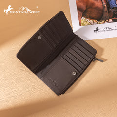 MWL-4204  Montana West Genuine Leather Tooled  Bi-Fold Wallet