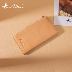 MWL-4210 Montana West Genuine Leather Floral Tooled  Bi-Fold Wallet