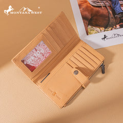 MWL-4210 Montana West Genuine Leather Floral Tooled  Bi-Fold Wallet