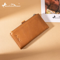 MWL-4210 Montana West Genuine Leather Floral Tooled  Bi-Fold Wallet