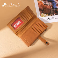 MWL-4210 Montana West Genuine Leather Floral Tooled  Bi-Fold Wallet