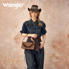 WG474-8633   Wrangler Western Leopard Print Shoulder Bag with Chain Detail -Leopard