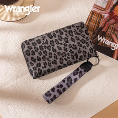 WG366-W006BK  Wrangler Leopard Print Wallet/Wristlet - Black