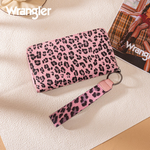 WG366-W006PK   Wrangler Leopard Print Wallet/Wristlet - Pink