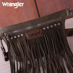 WG73-8194  Wrangler Fringe  Fanny Pack Belt Bag Sling Bag - Dark Green