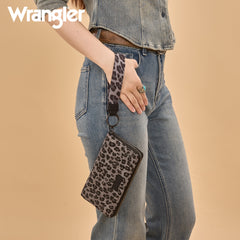 WG366-W006BK  Wrangler Leopard Print Wallet/Wristlet - Black