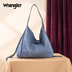 WG239-9182  Wrangler Fringe Floral Tooled Hobo Bag-Jean