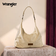 WG276-9182  Wrangler Floral Tooled Hobo Bag with Pouch-Beige