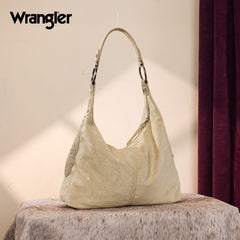 WG276-9182  Wrangler Floral Tooled Hobo Bag with Pouch-Beige