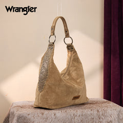 WG276-9182  Wrangler Floral Tooled Hobo Bag with Pouch-Khaki