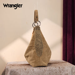 WG276-9182  Wrangler Floral Tooled Hobo Bag with Pouch-Khaki