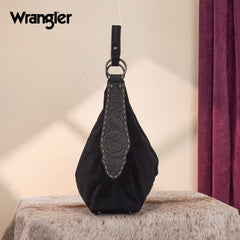 WG276-9182  Wrangler Floral Tooled Hobo Bag with Pouch-Black