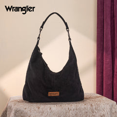 WG276-9182  Wrangler Floral Tooled Hobo Bag with Pouch-Black