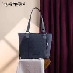 TR196G-8317  Trinity Ranch  Aztec Tooled Fringe Concealed Carry Tote