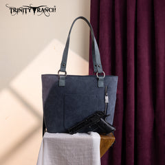 TR196G-8317  Trinity Ranch  Aztec Tooled Fringe Concealed Carry Tote