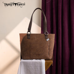 TR196G-8317  Trinity Ranch  Aztec Tooled Fringe Concealed Carry Tote