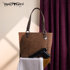 TR196G-8317  Trinity Ranch  Aztec Tooled Fringe Concealed Carry Tote