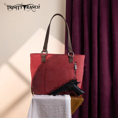 TR196G-8317  Trinity Ranch  Aztec Tooled Fringe Concealed Carry Tote