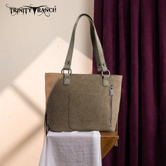 TR196G-8317  Trinity Ranch  Aztec Tooled Fringe Concealed Carry Tote