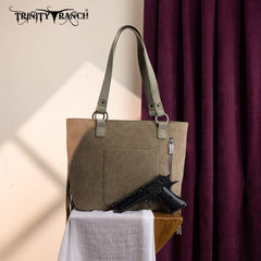 TR196G-8317  Trinity Ranch  Aztec Tooled Fringe Concealed Carry Tote