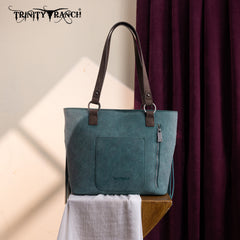 TR196G-8317  Trinity Ranch  Aztec Tooled Fringe Concealed Carry Tote