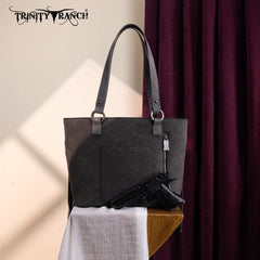 TR196G-8317  Trinity Ranch  Aztec Tooled Fringe Concealed Carry Tote