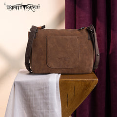 TR196-8287  Trinity Ranch Aztec Tooled Fringe Crossbody