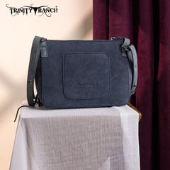TR196-8287  Trinity Ranch Aztec Tooled Fringe Crossbody