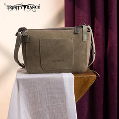 TR196-8287  Trinity Ranch Aztec Tooled Fringe Crossbody