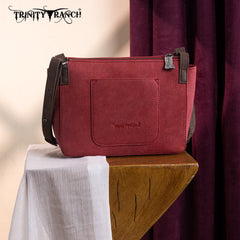 TR196-8287  Trinity Ranch Aztec Tooled Fringe Crossbody