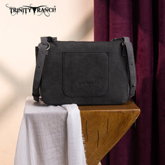 TR196-8287  Trinity Ranch Aztec Tooled Fringe Crossbody