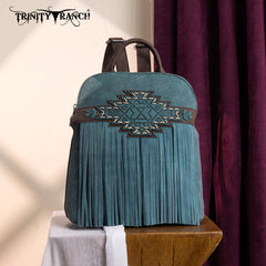TR196G-9115  Trinity Ranch Aztec Tooled Fringe Concealed Carry Backpack