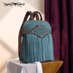 TR196G-9115  Trinity Ranch Aztec Tooled Fringe Concealed Carry Backpack