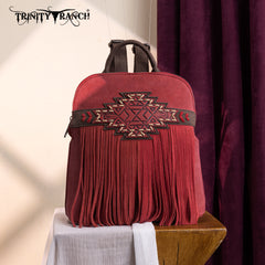 TR196G-9115  Trinity Ranch Aztec Tooled Fringe Concealed Carry Backpack